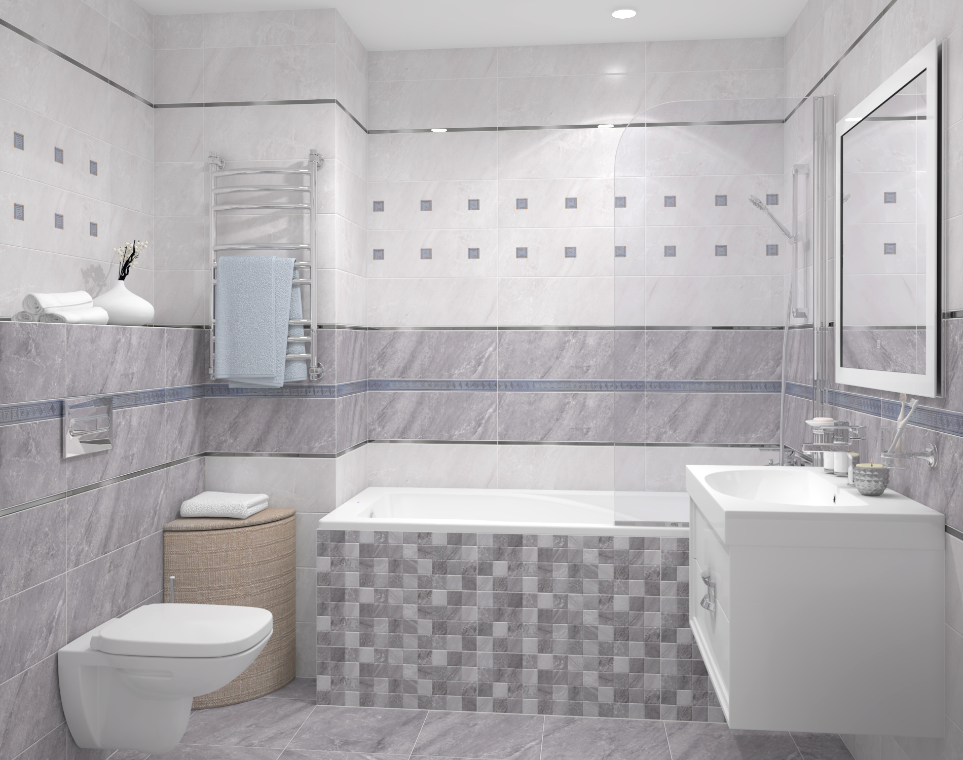 Декор (17-03-06-660) Laparet Мармара Олимп серый 20x60 глянцевый