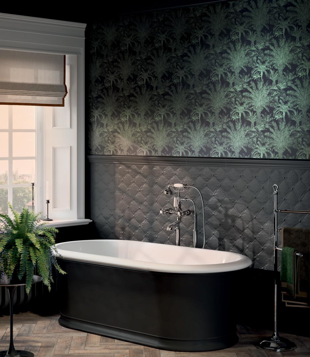 Керамическая плитка Kerama Marazzi Синтра 2 панель черный матовый обрезной 40x120 14052R