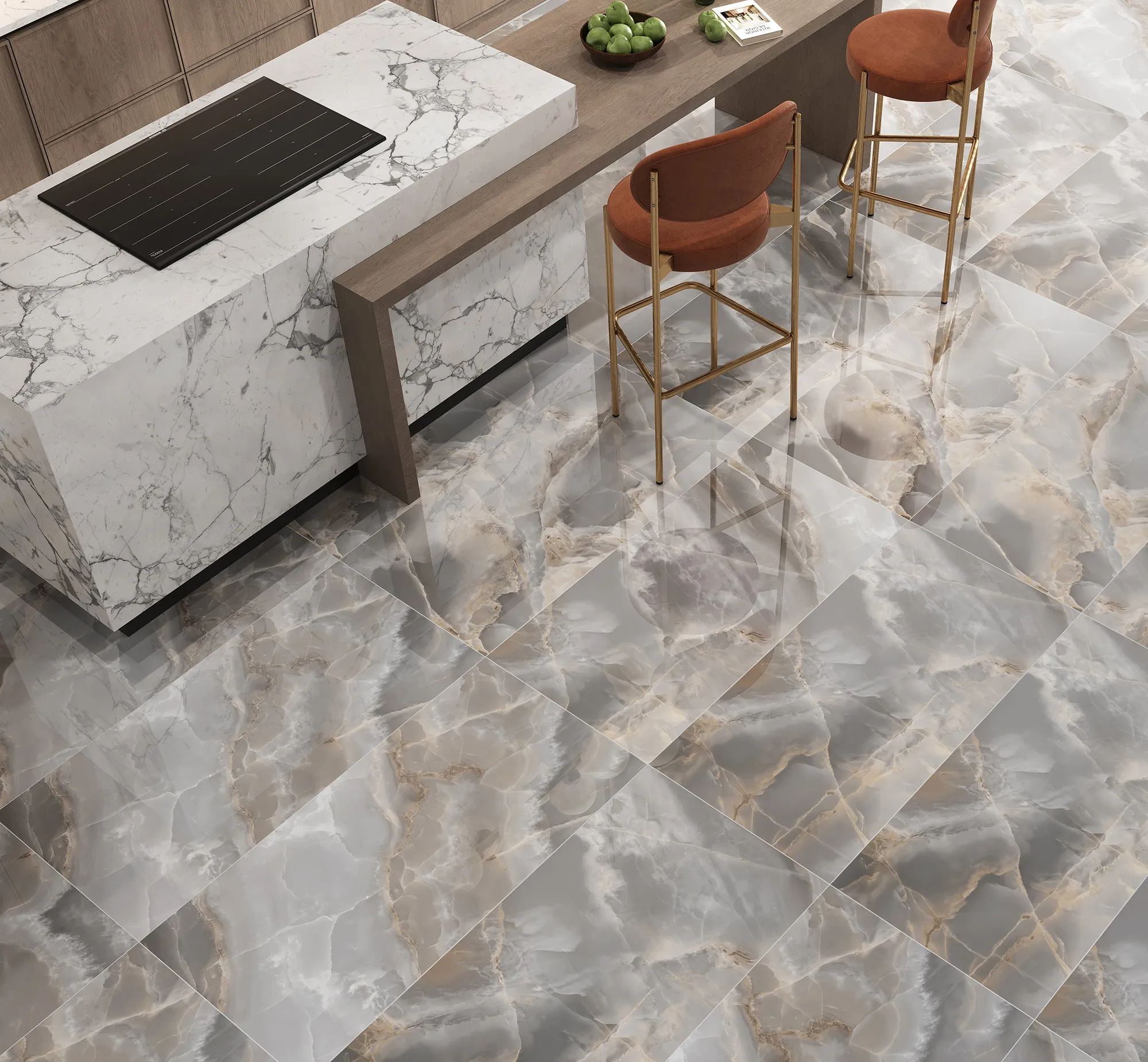 Керамогранит Аркадия Керамика FP1038-A Onyx Royal Full Polished 60x120 серый