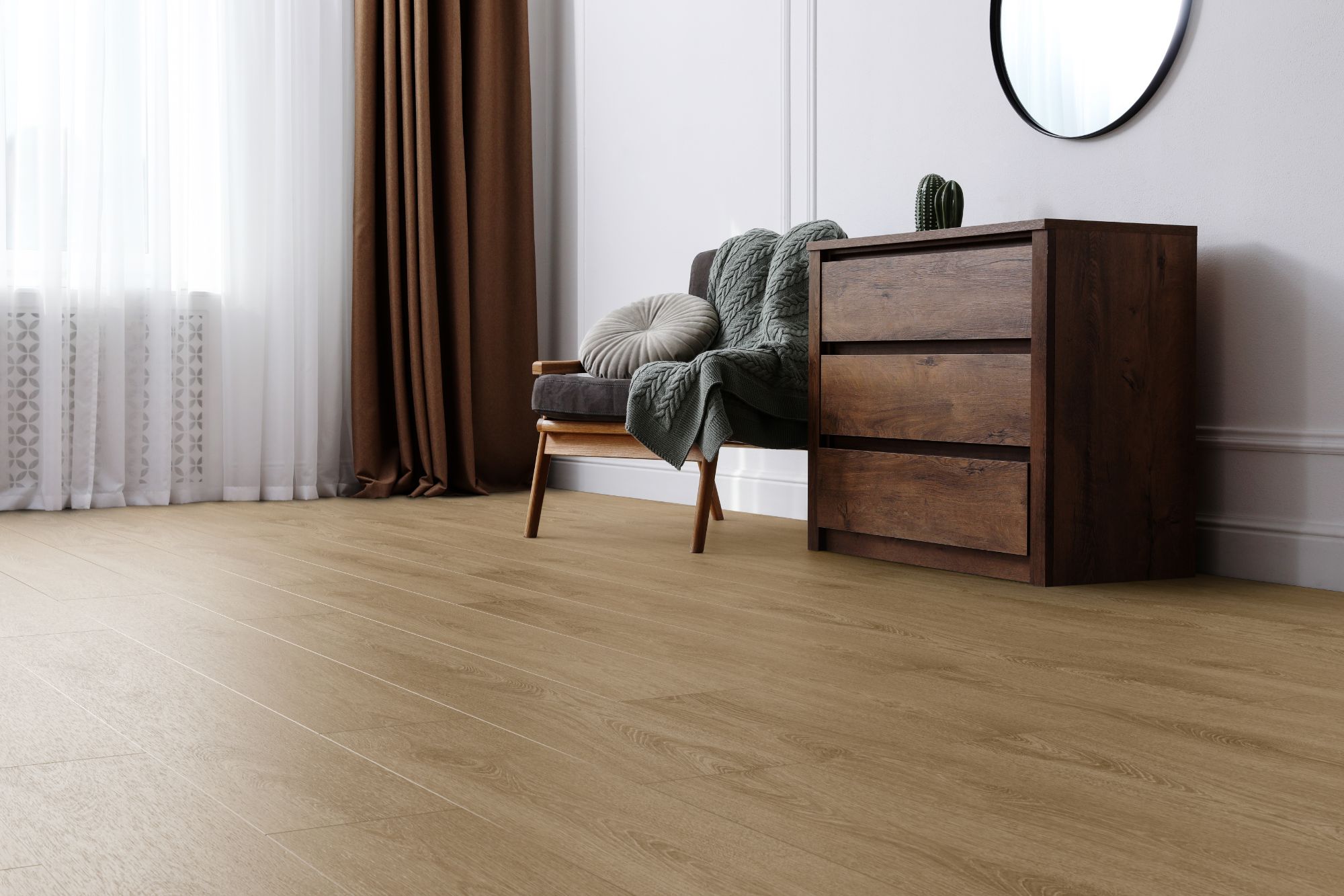 Кварцвиниловая плитка Aqua Floor Space Select XL AF4090SXL 1520x220 Дуб селект Темный замковый кварц винил напольный