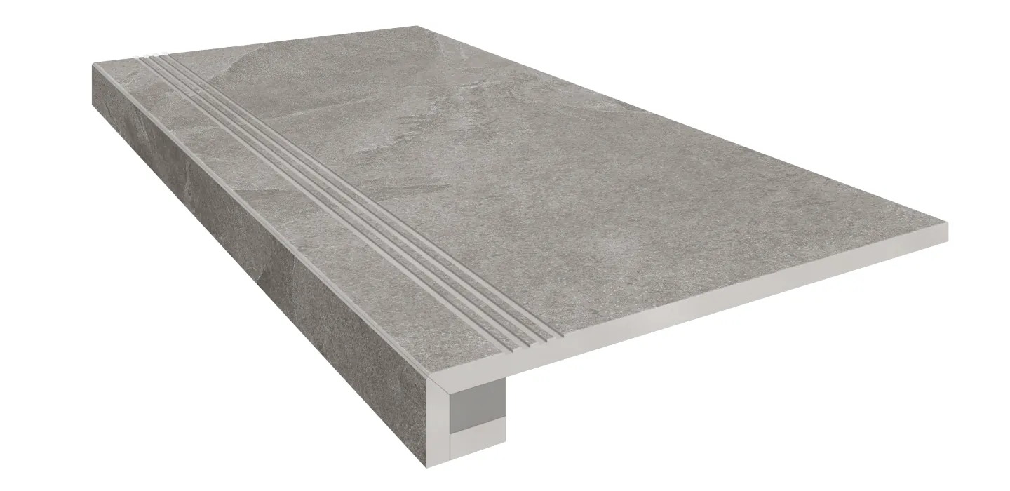 Комплект Estima TE02 Terra Grey (Ступень 33x120 непол. прямоугол. бортик с насечками + Подступенок 14,5x120)
