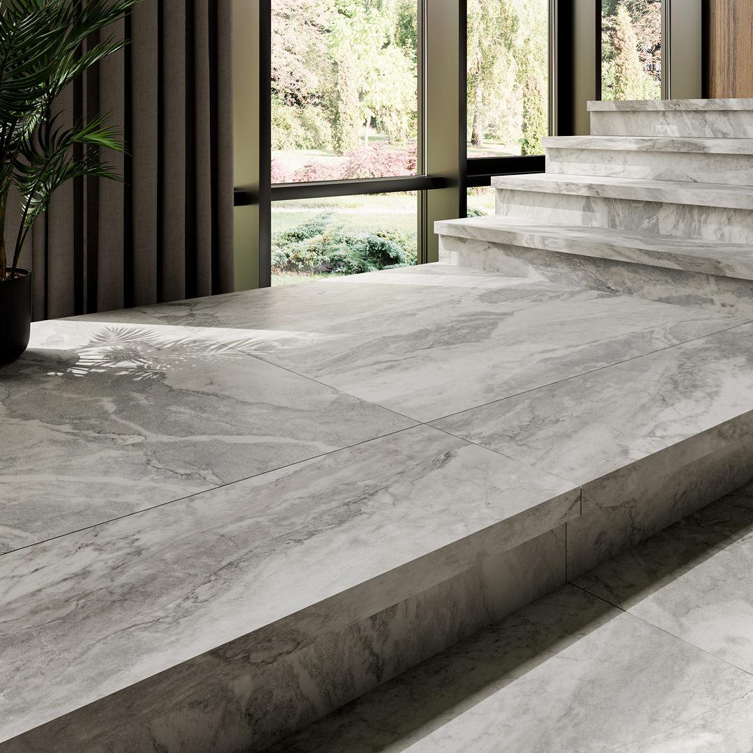 Ступень клееная DL503120R\GCF Альбино серый обрезной 33x119.5