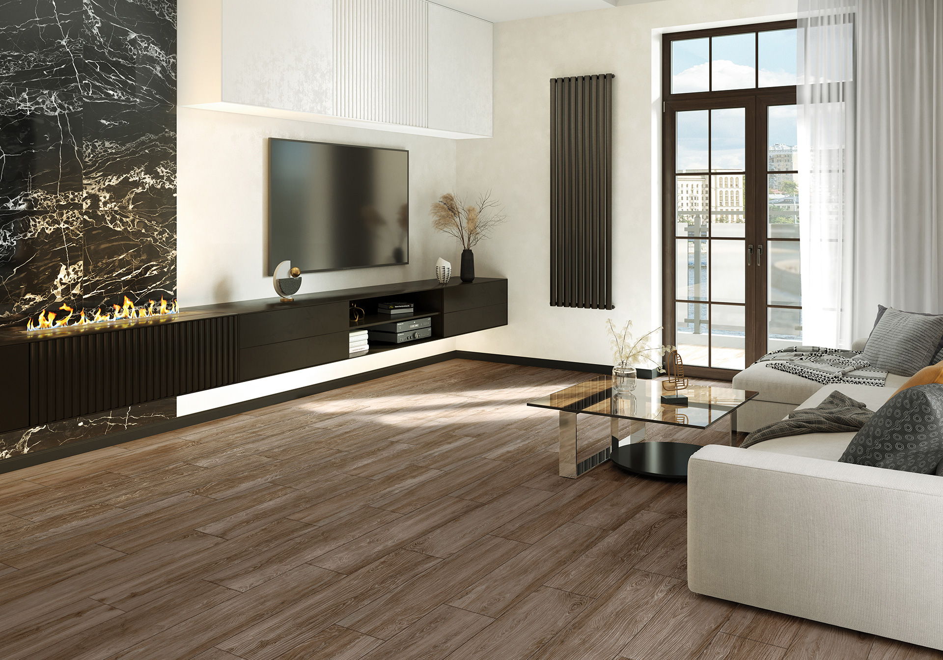 Керамогранит Alma Ceramica Санрэй GFA92SNR44R коричневый 20x90