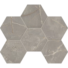 Мозаика Estima BR03 Bernini Hexagon Grey 25x28.5 серый полированный