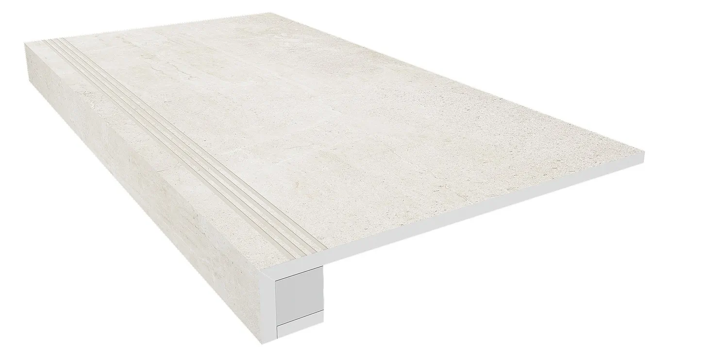 Комплект Estima KA00 Ametis Kailas Ivory (Ступень 33x120 непол. прямоугол. бортик с насечками + Подступенок 14,5x120)