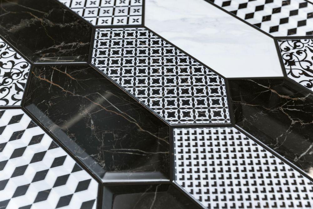 Вставка Kerama Marazzi Келуш 2 грань черно-белый 9.8x9.8 TOC005