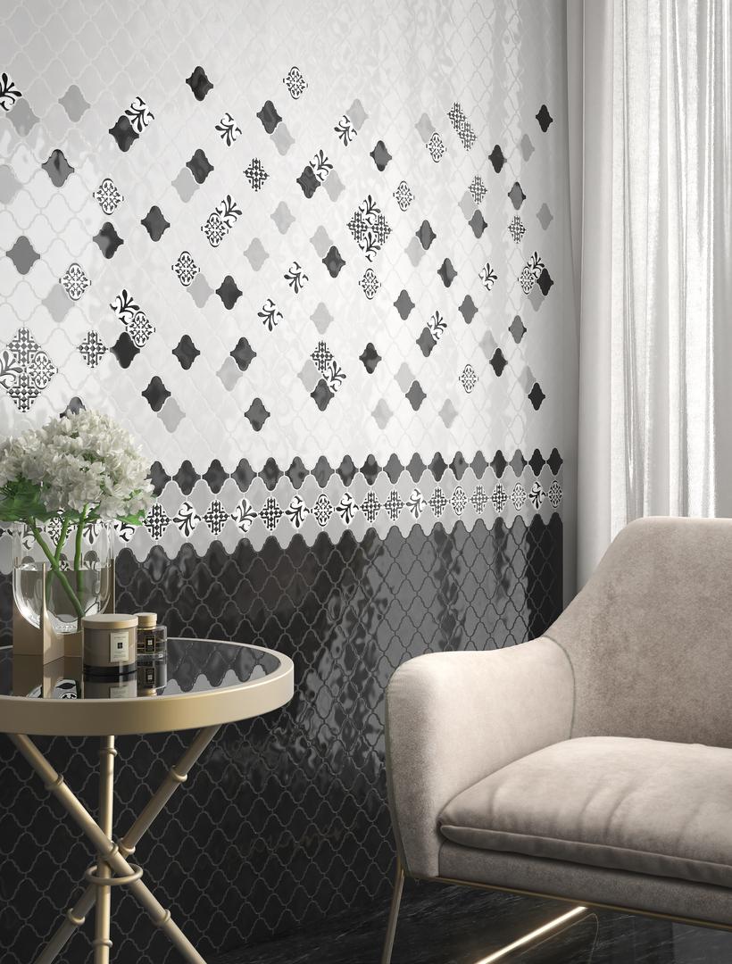 Керамическая плитка Kerama Marazzi 65001 Арабески глянцевый черный 26x30