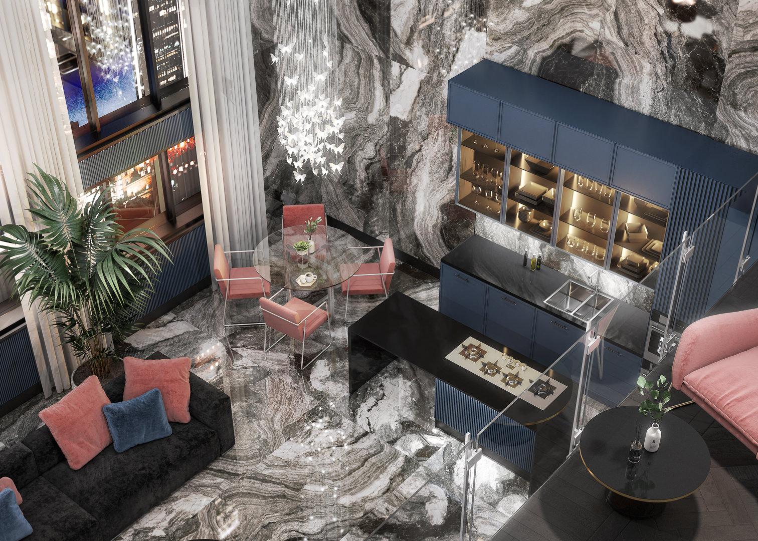 Керамогранит Kerama Marazzi SG597622R Ониче голубой лаппатированный обрезной 119.5x238.5