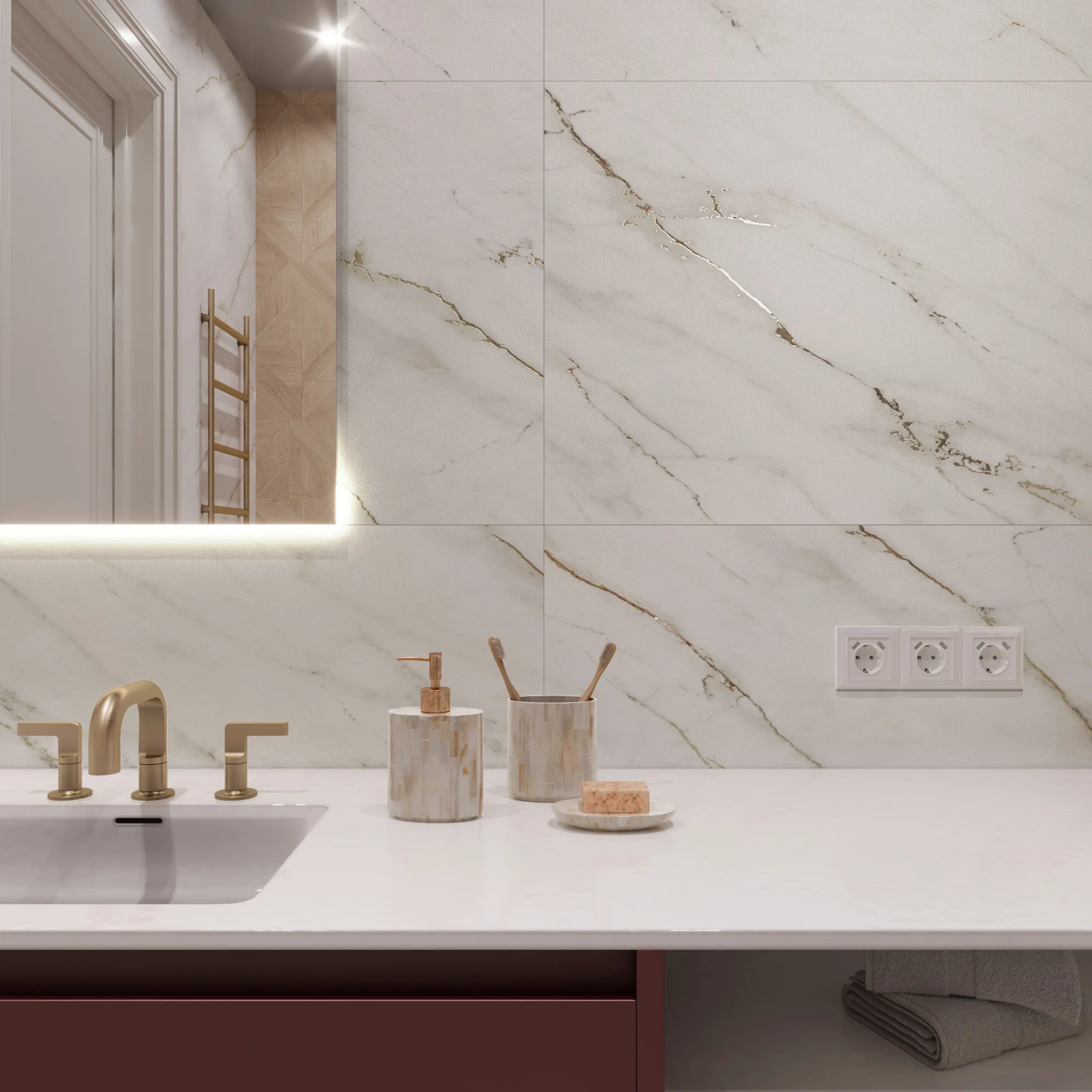 Керамогранит Креанза CP4004-D Selva Gold Decor Carving Pro Punch 60x120 белый