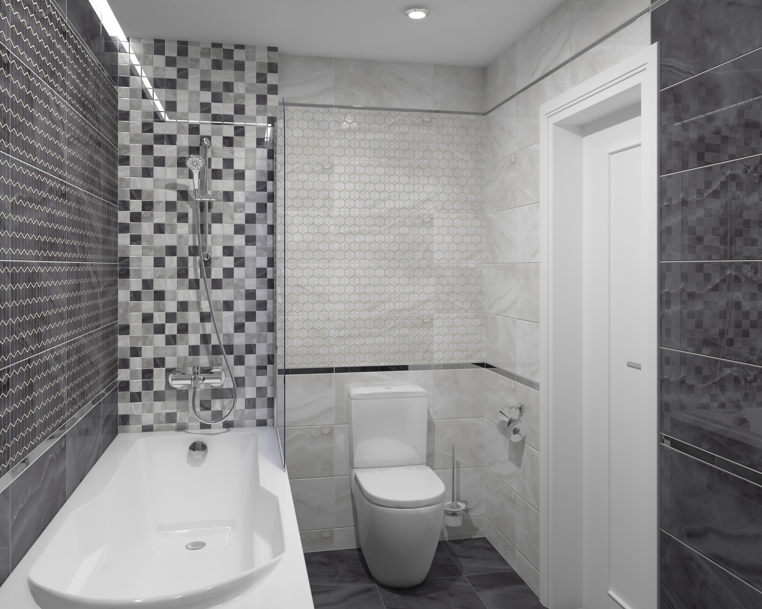 Мозаика (MM34040) Laparet Prime мозаичный серый микс 25x25 глянцевый