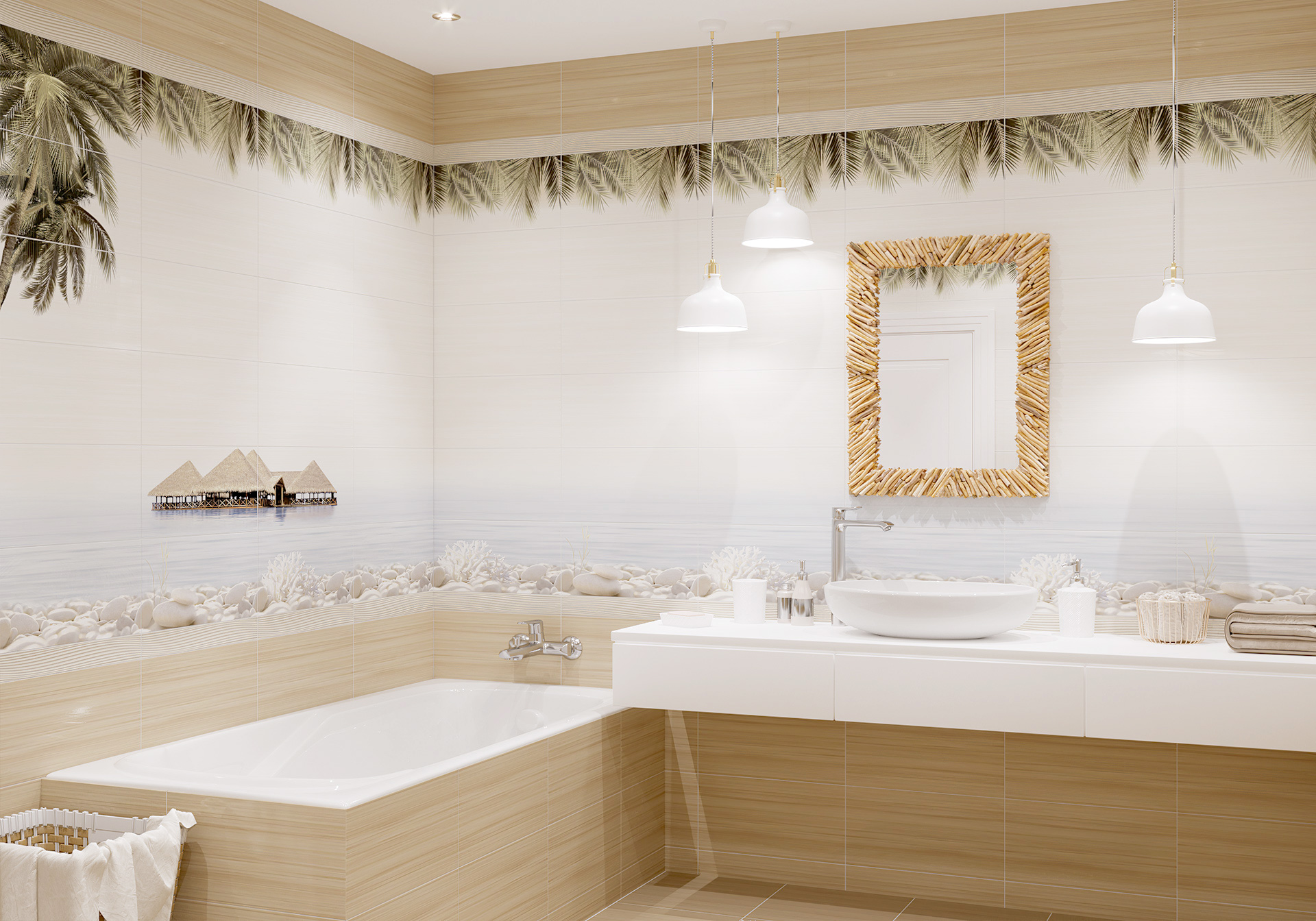 Декор Alma Ceramica Дель Маре DWU09DLM624 разноцветный 24.9x50