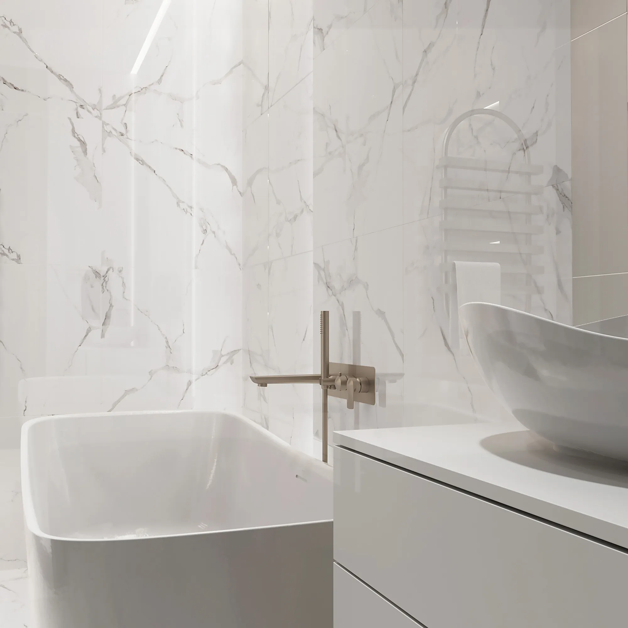 Керамогранит Аркадия Керамика FP1012-A Statuario Mires Full Polished 60x60 белый