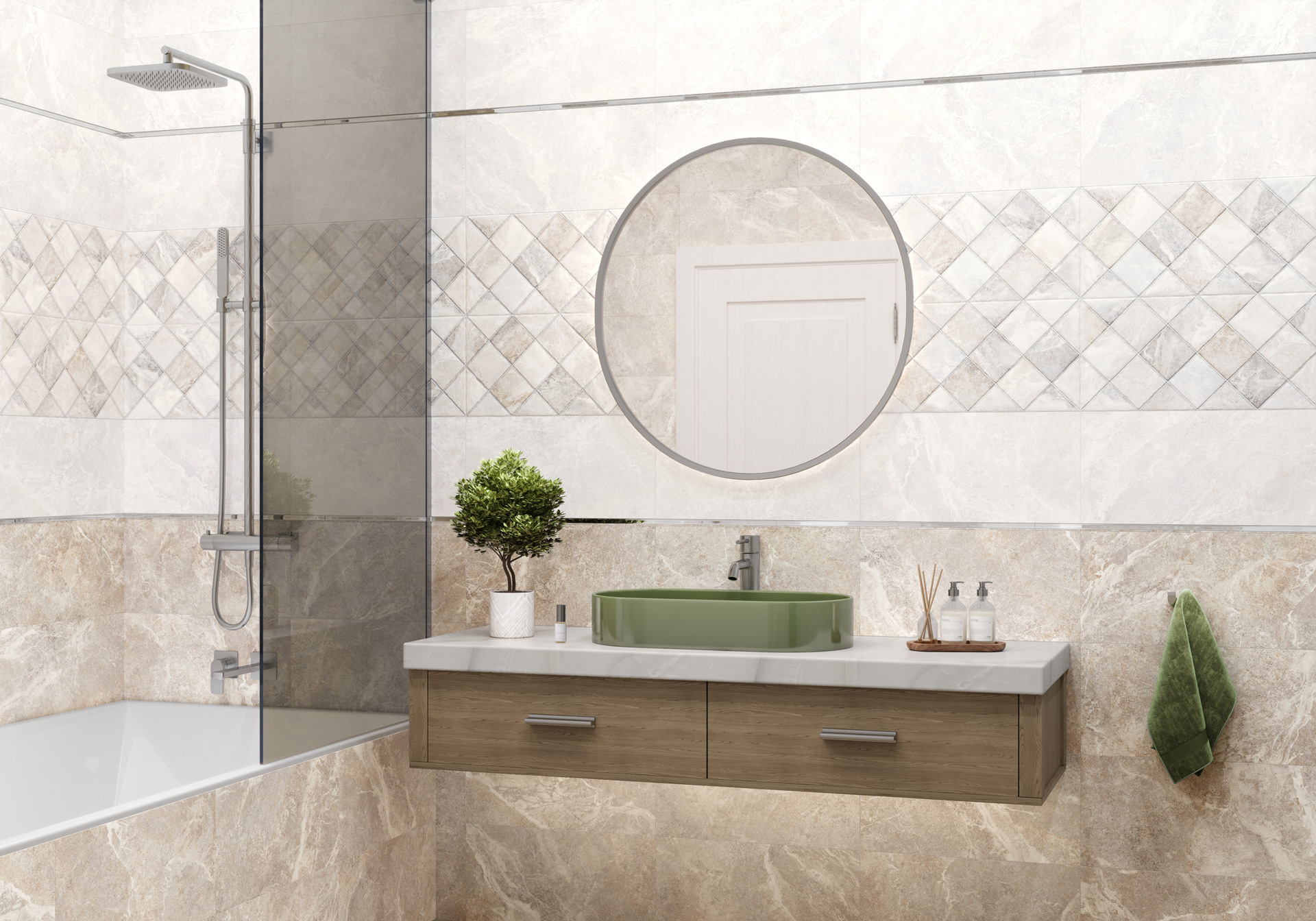 Керамическая плитка Alma Ceramica Персей TWU2550PRS14 белый 24.9x50