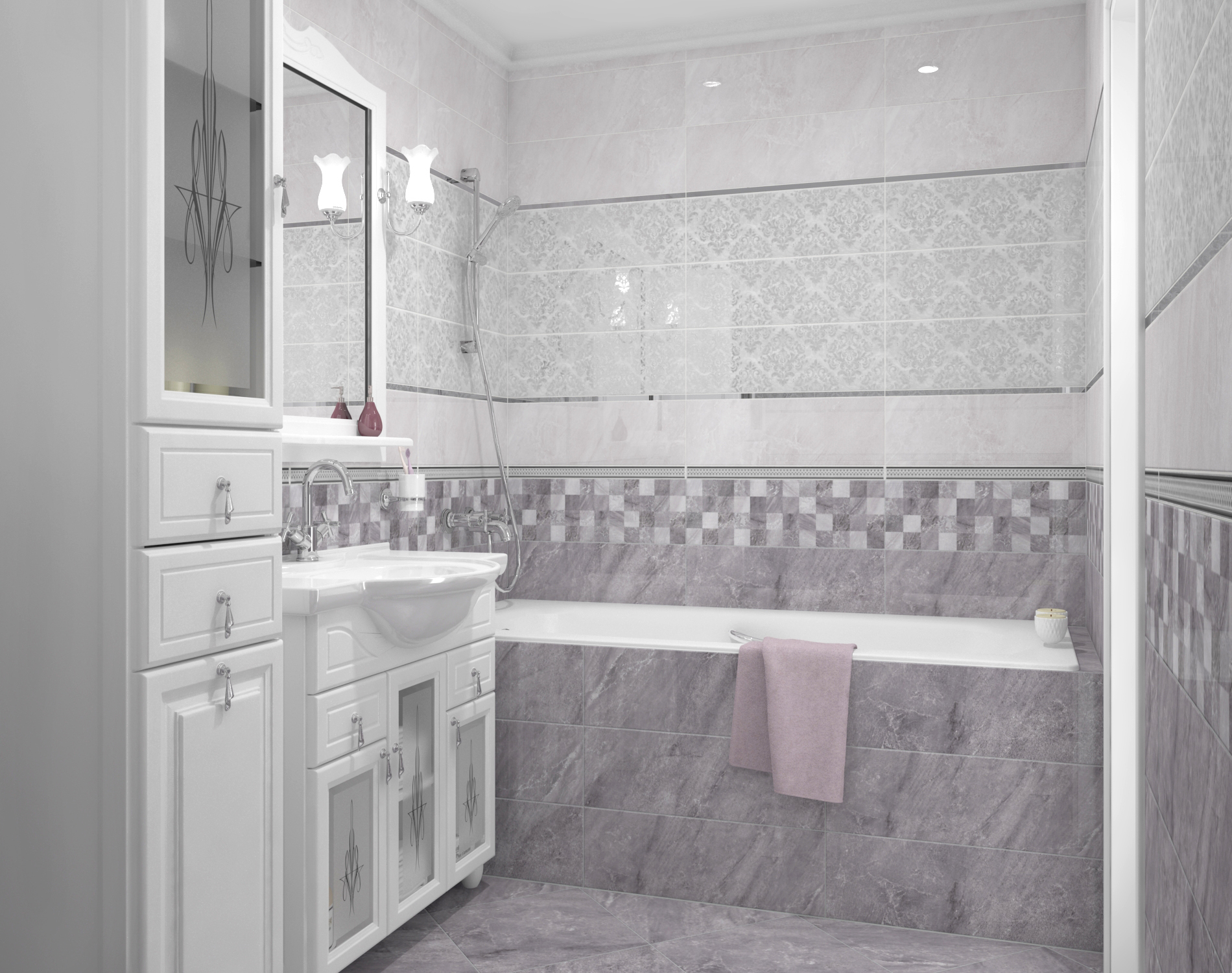 Декор (17-03-06-660) Laparet Мармара Олимп серый 20x60 глянцевый