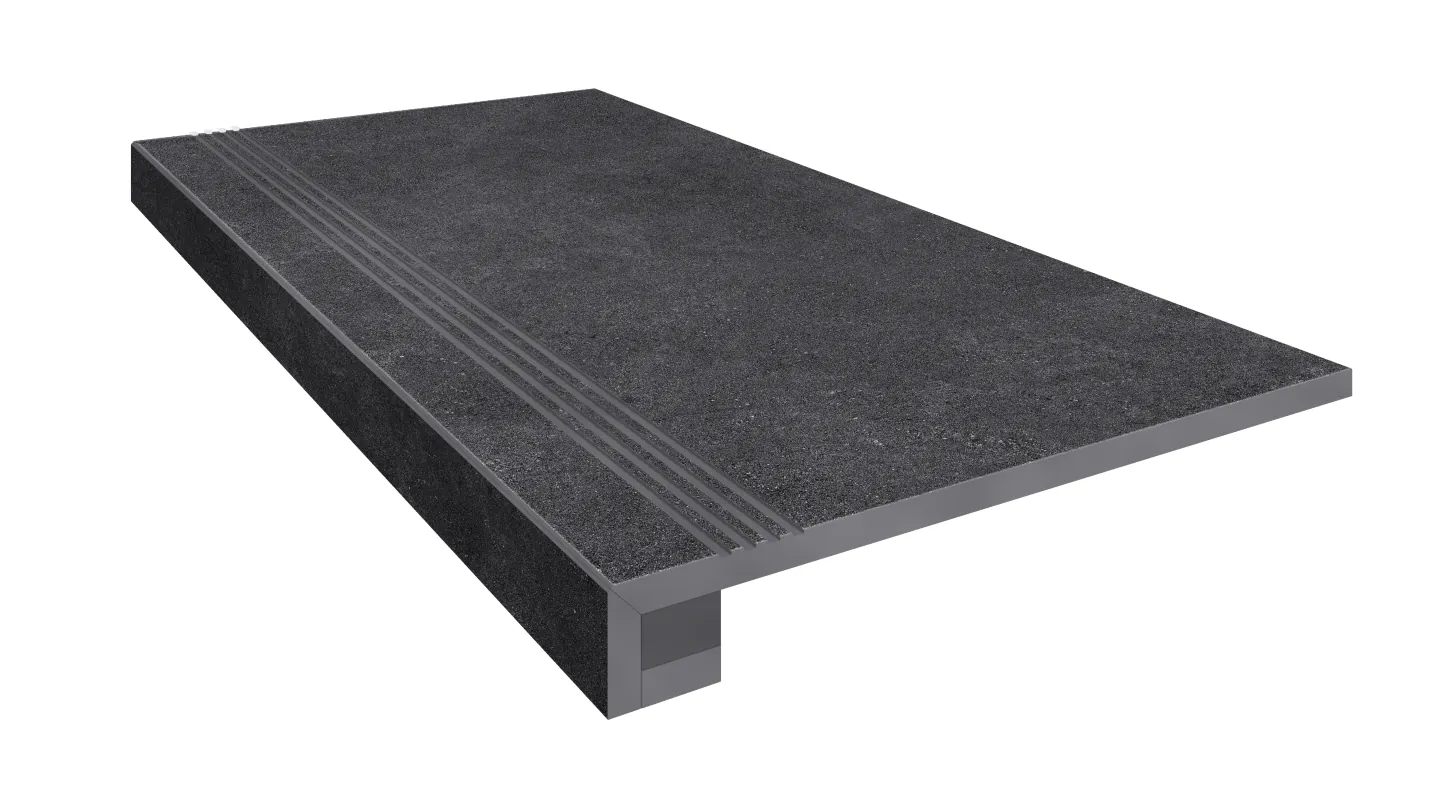 Комплект Estima LN04 Luna Black (Ступень 33x120 непол. прямоугол. бортик с насечками + Подступенок 14,5x120)