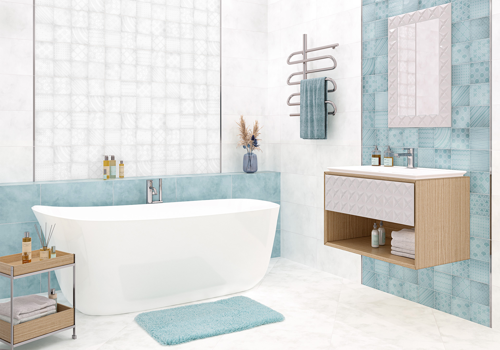 Керамическая плитка Alma Ceramica Ричард TWU09RCD606 голубой 24.9x50