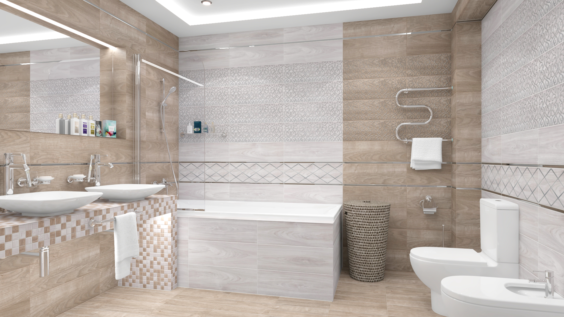 Мозаика (ENV-2) Laparet Envy коричневый+бежевый 30x30 матовый