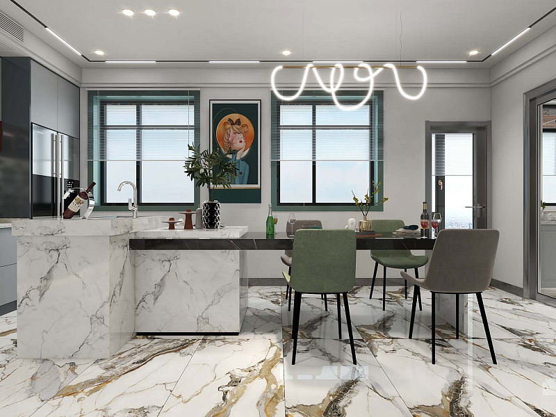 Керамогранит Азарио Colombia White Gold 60x120 Carving H18004012G белый