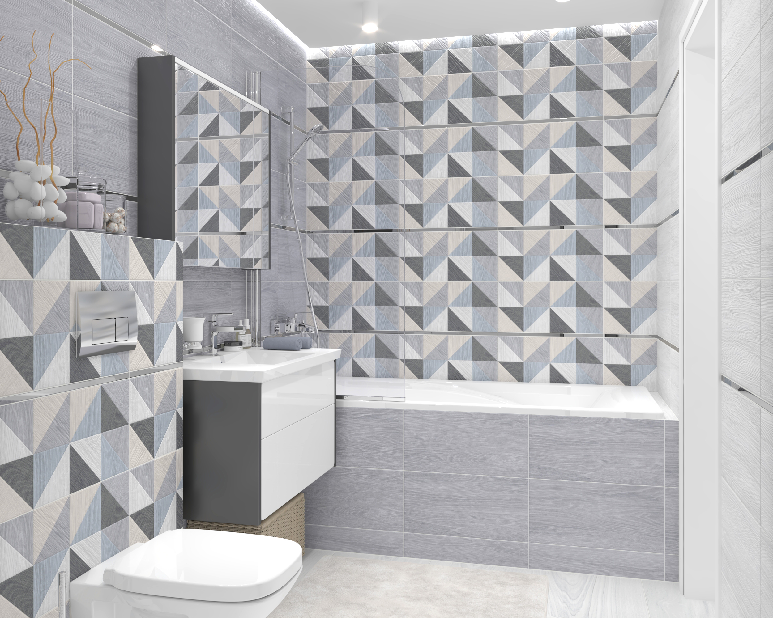 Декор (34008) Laparet Village голубой микс 25x50 матовый