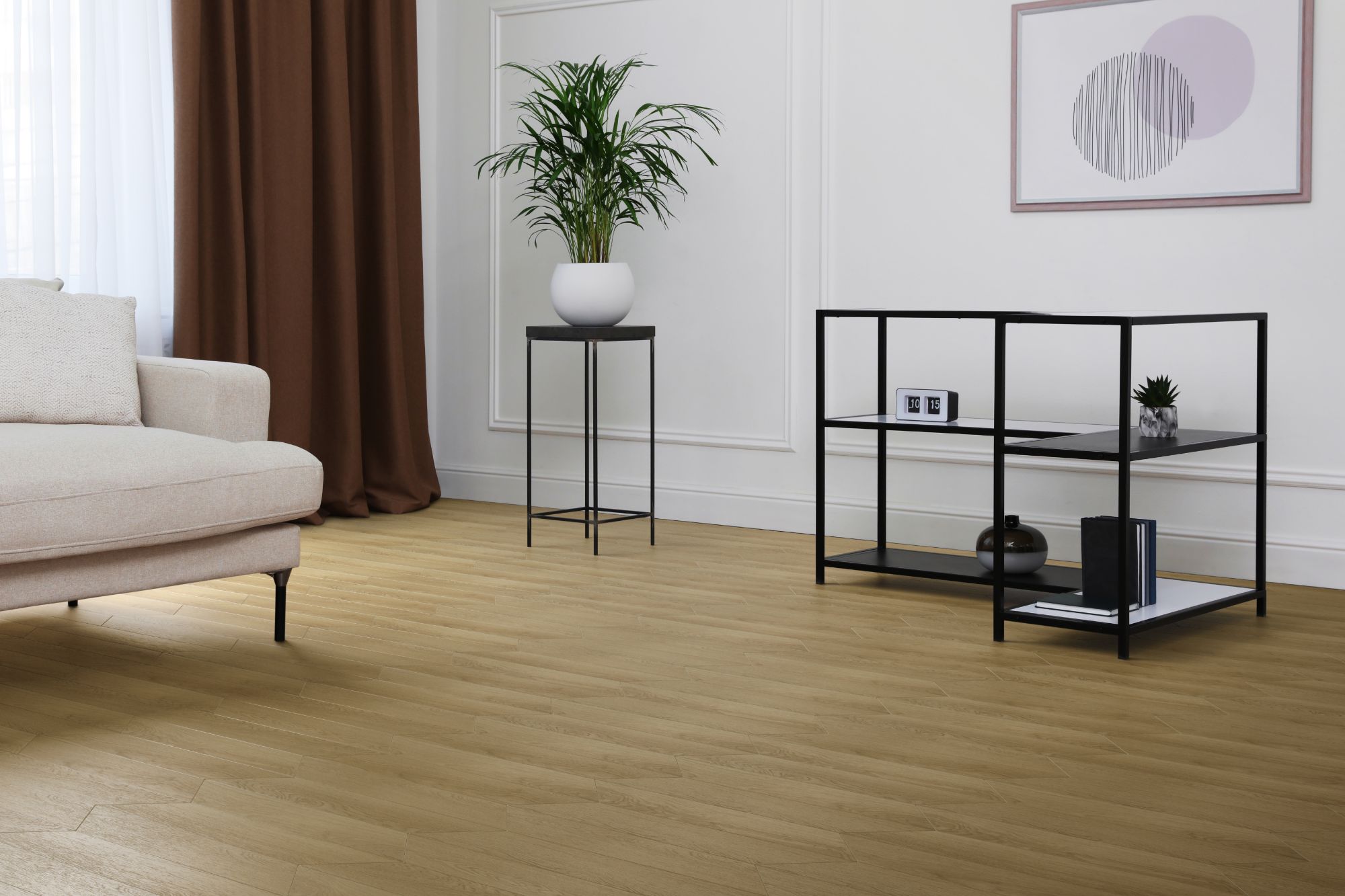 Кварцвиниловая плитка Aqua Floor Chevron Premium (Parquet) AF7020CVR 690x120 Дуб селект Темный замковый кварц винил напольный