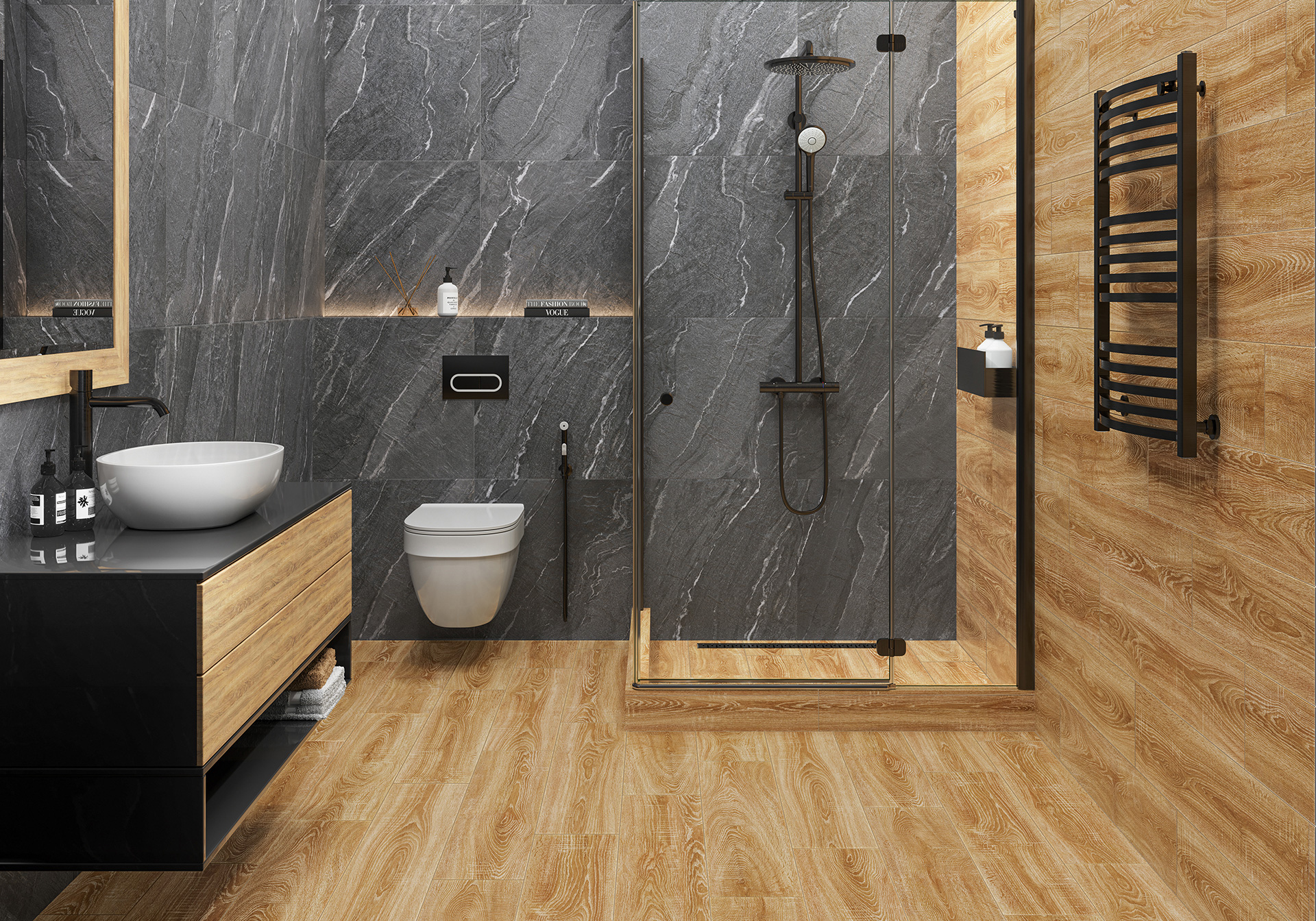 Керамогранит Alma Ceramica Алмонд GFA92AMD70R серый 20x90