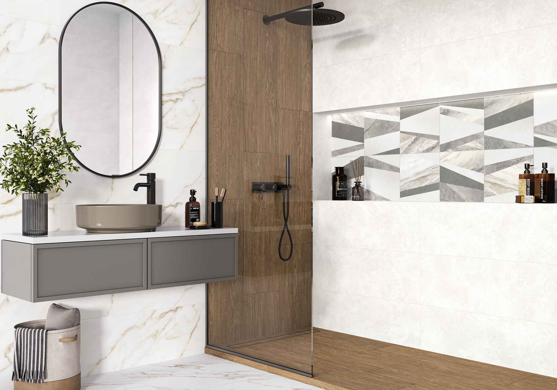 Керамическая плитка Alma Ceramica Антурин TWU3090ATU77R серый 30x90