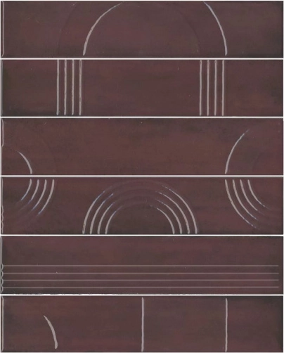 Панно Kerama Marazzi KMP3STA006RN6X Панно Мажорель бордовый глянцевый из 6 частей 28.5x36