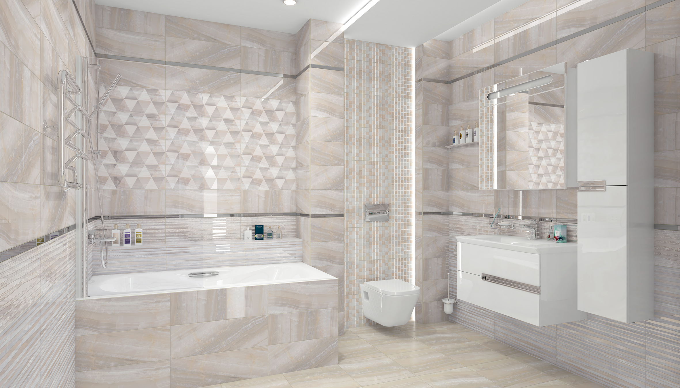 Мозаика (DDM-1) Laparet Diadema бежевый+белый 30x30 глянцевый