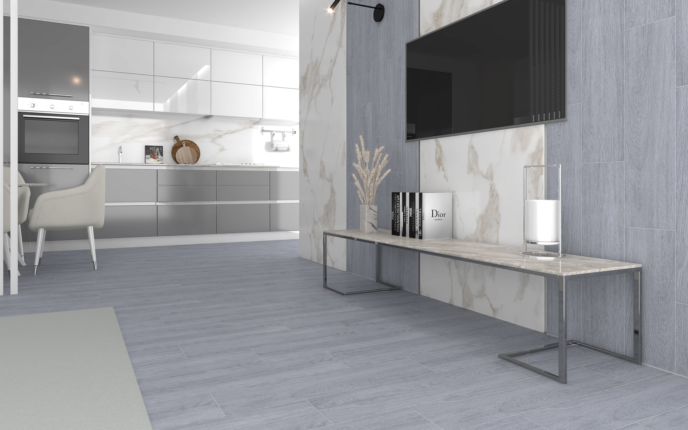 Керамогранит (SG706690R) Laparet Madera серый 20x80 матовый