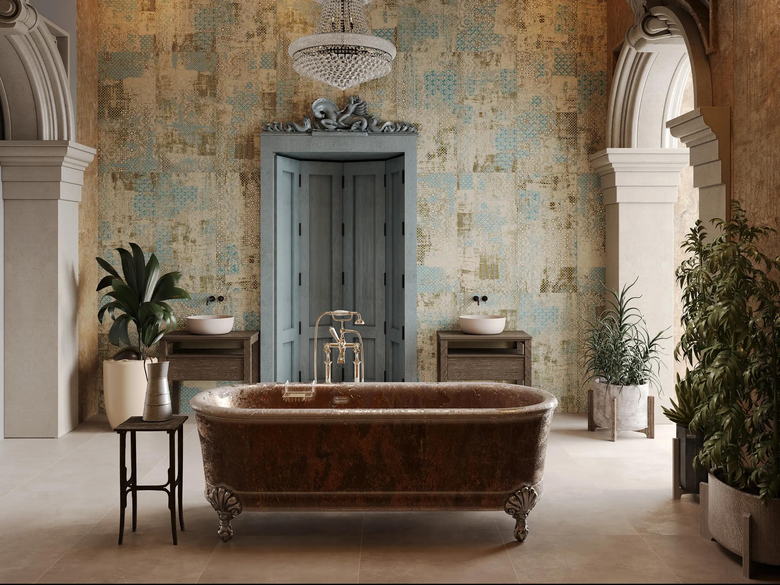 Керамогранит Estima EXD401 Exotica Design Vintage Inserto EXD401/NS_R9/60x120x9R/GW голубой 60x120