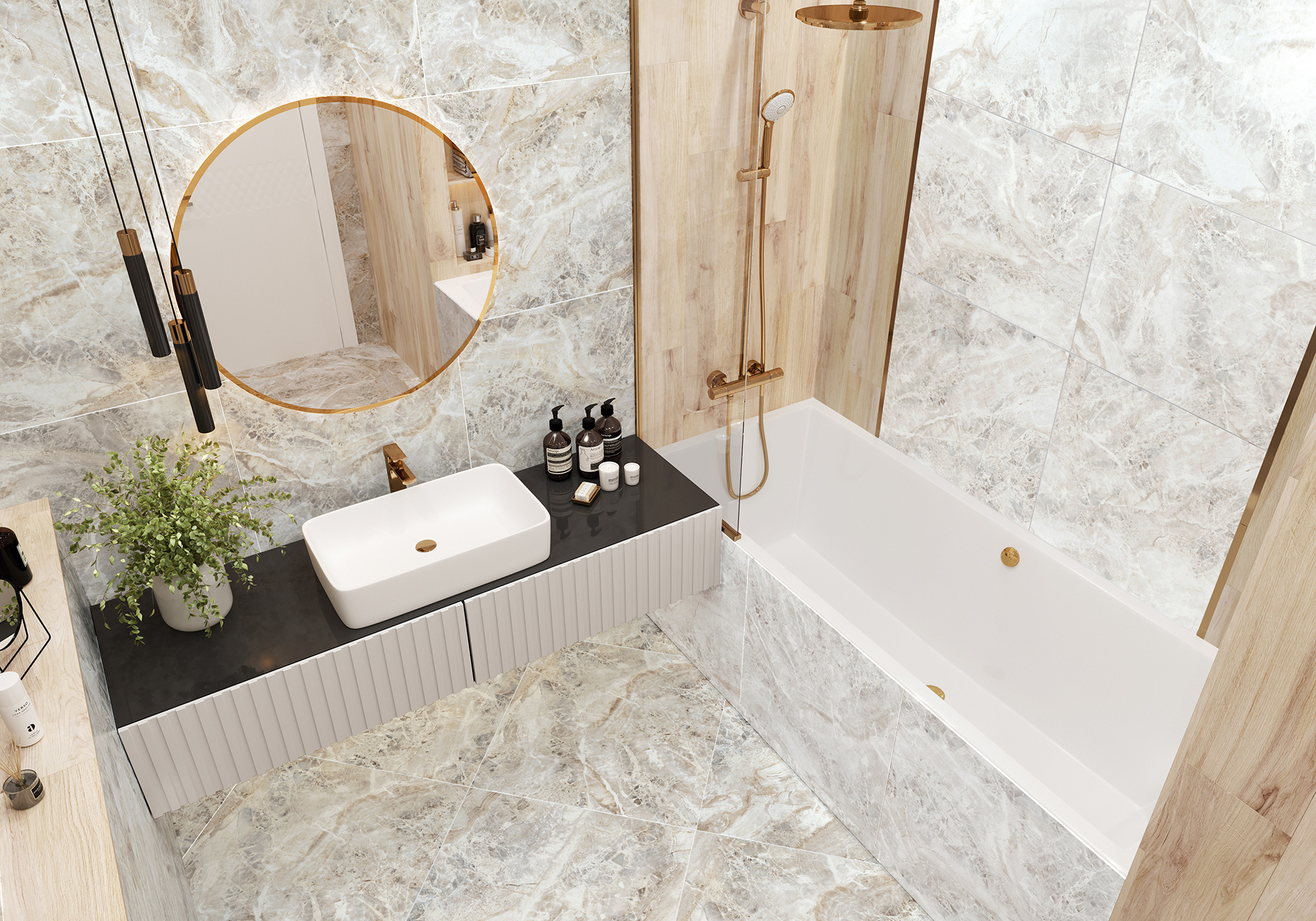 Керамогранит Alma Ceramica Вэйв GFA114WAV04L бежевый 57x114