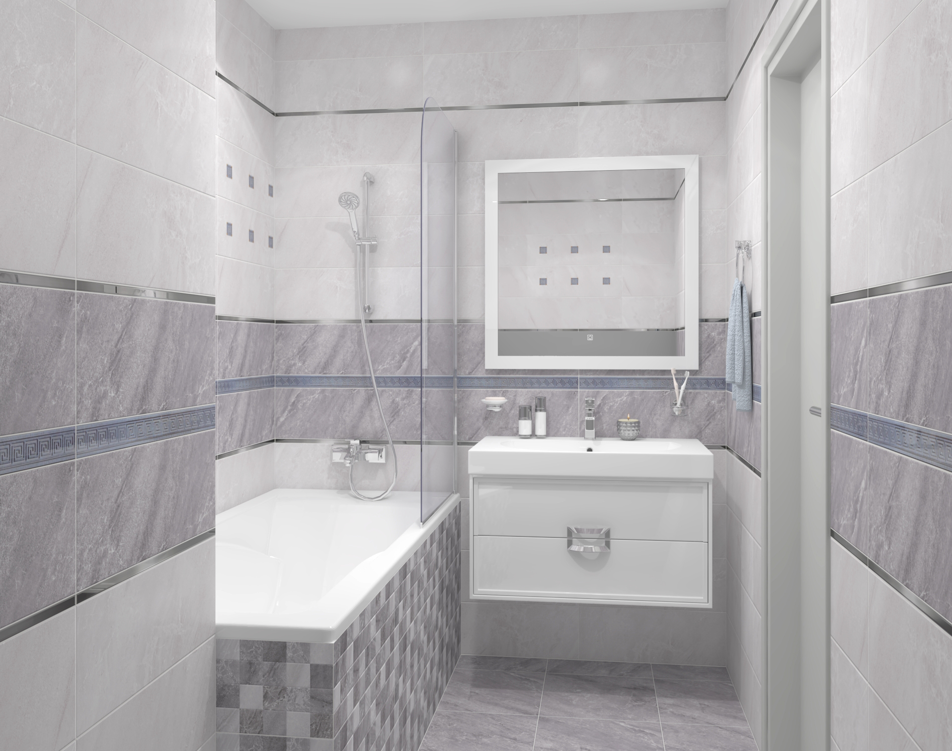 Декор (17-03-06-660) Laparet Мармара Олимп серый 20x60 глянцевый