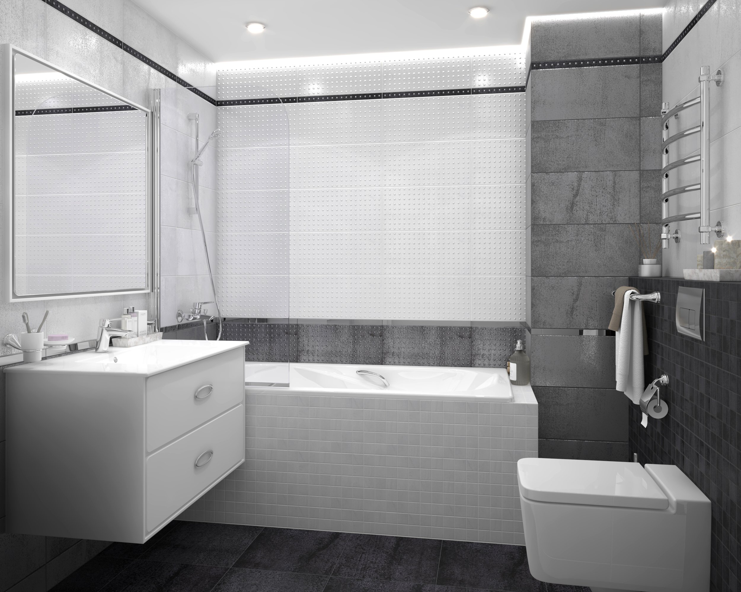 Мозаика (MM34034) Laparet Metallica мозаичный чёрный 25x25 матовый