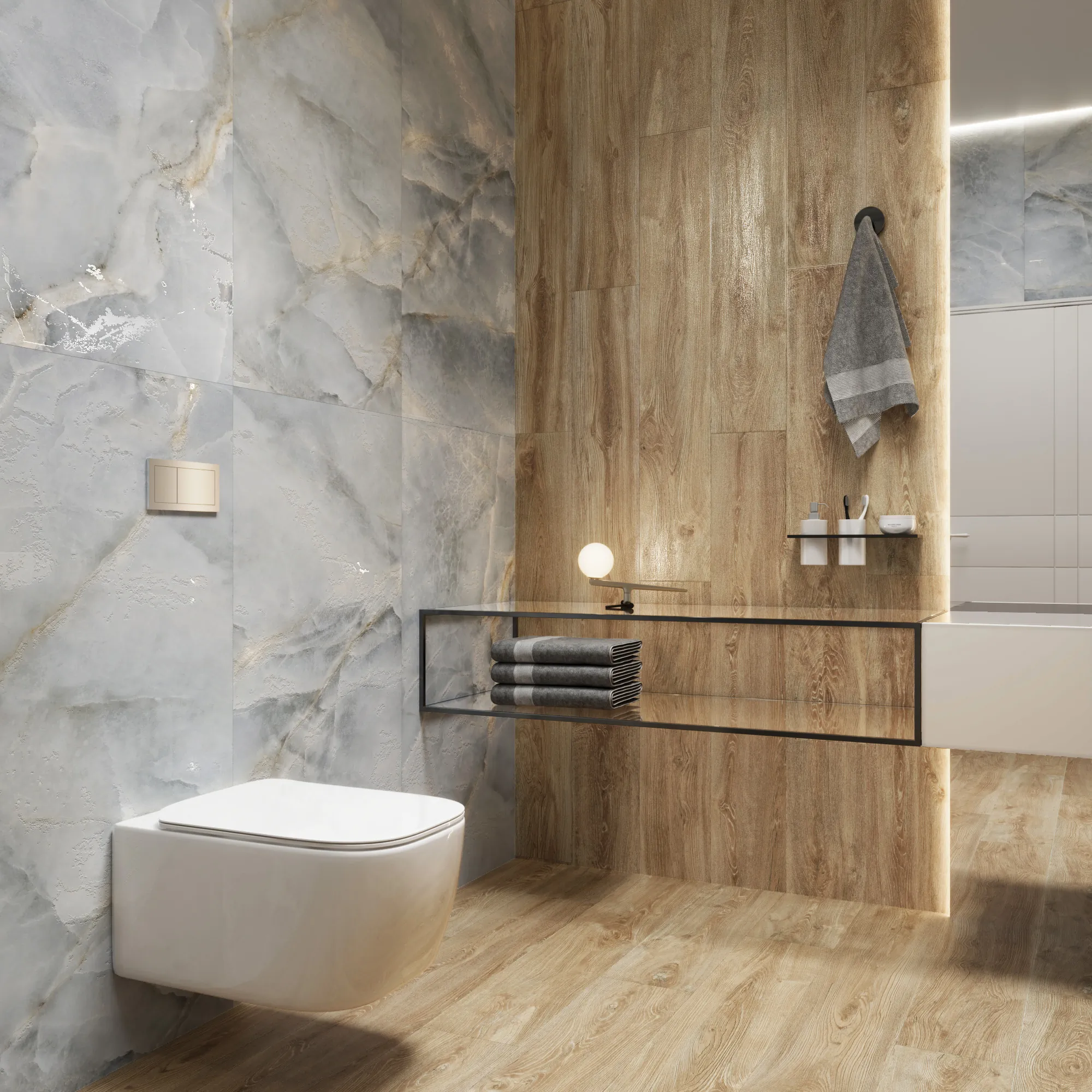 Керамогранит Креанза CW-RT13-B Husk Wood Cherry Rustic Wood 20x120 бежевый