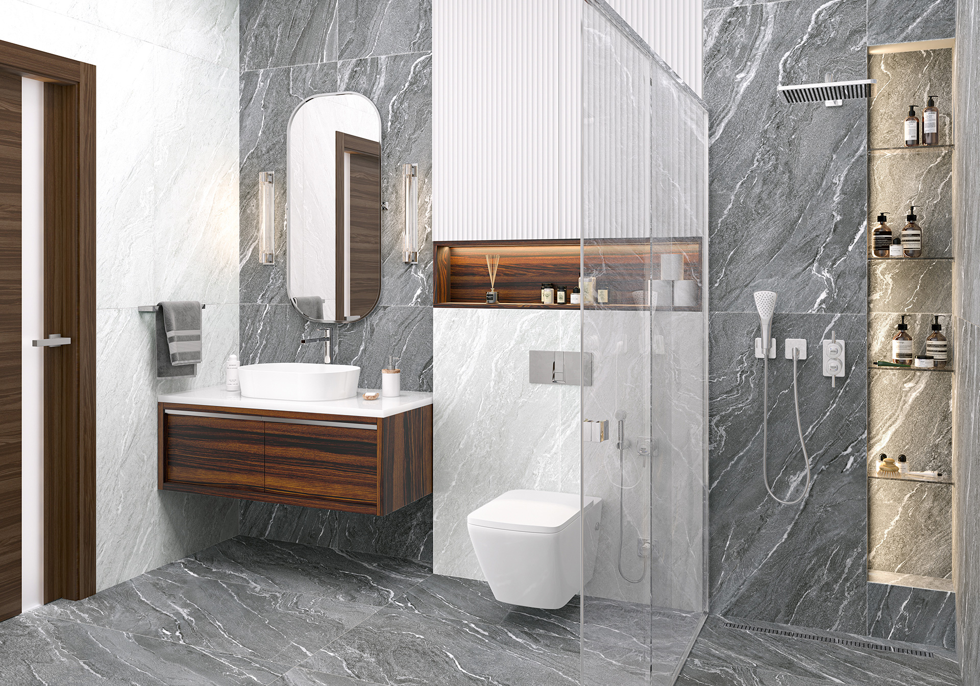 Керамогранит Alma Ceramica Некстстоун GFA57NXT07R серый 57x57