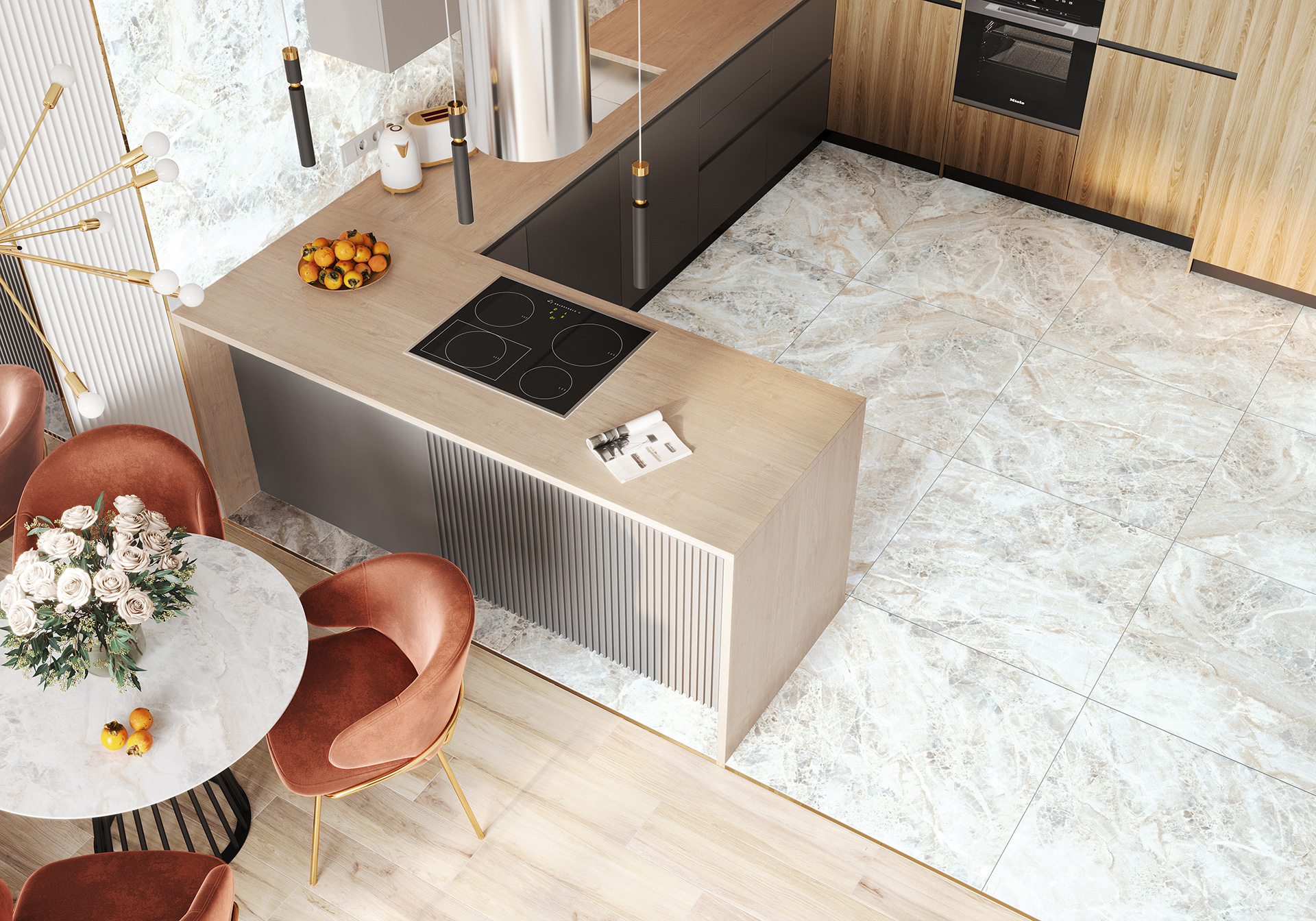 Керамогранит Alma Ceramica Вэйв GFA114WAV04L бежевый 57x114