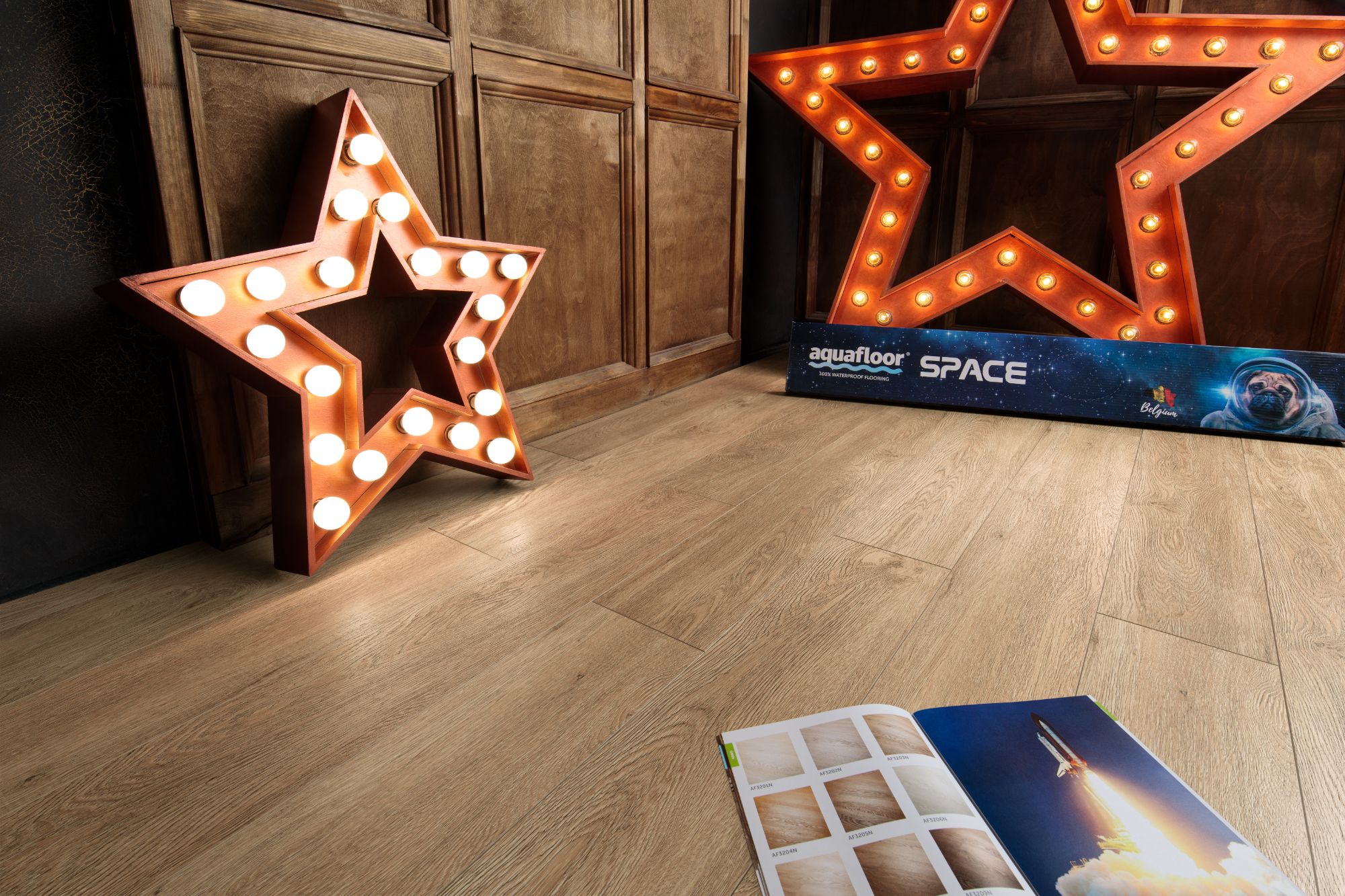 Кварцвиниловая плитка Aqua Floor Space AF4051SPC 1220x180 Дуб Светлый замковый кварц винил напольный