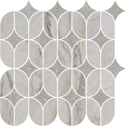 Декор Kerama Marazzi KMD2HID004BR Ифран наборный серый светлый глянцевый обрезной 30x32.5
