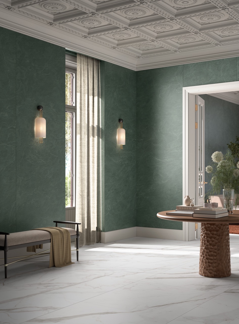 Керамогранит Laminam Слэйт Амазония 12 LAMF012615_IT зеленый 162x324