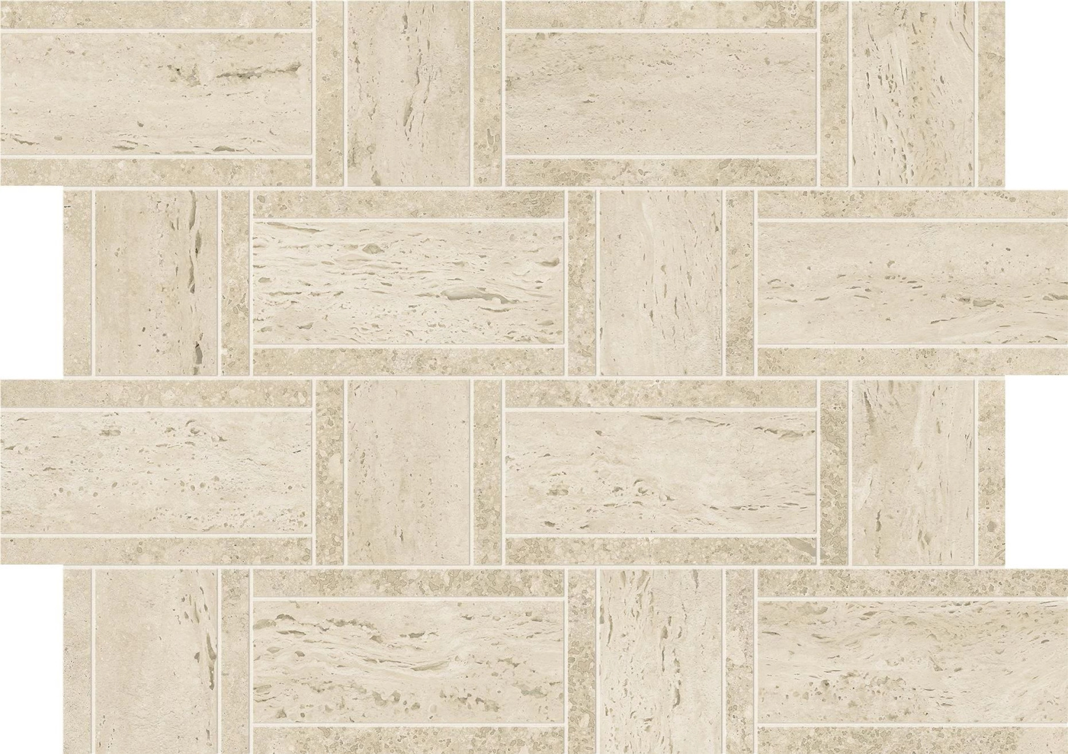 Мозаика Atlas Concorde Marvel Travertine Pearl Mosaico Basketweave 35x46.8 AF9O