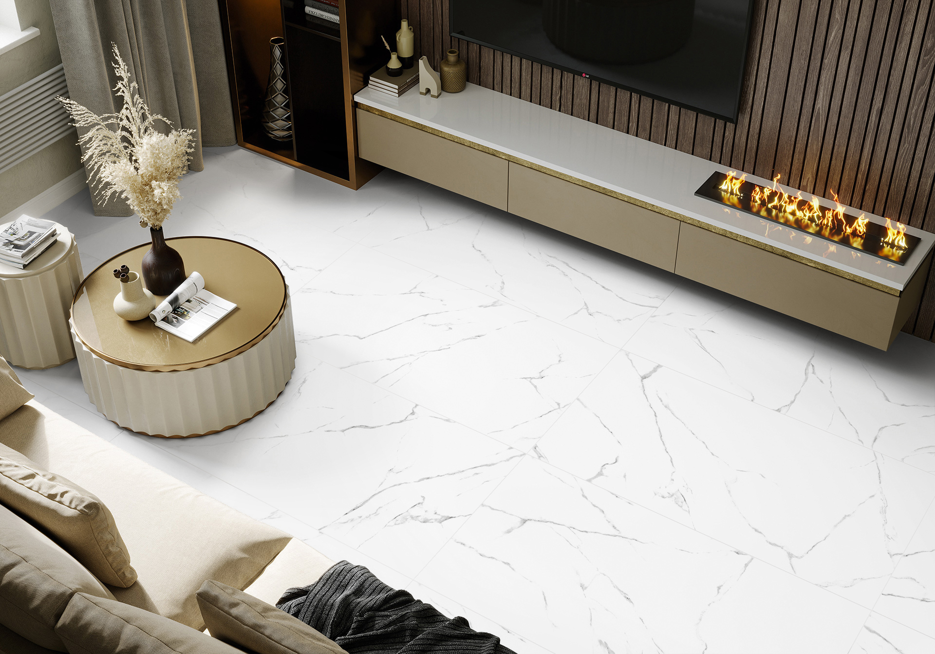 Керамогранит Alma Ceramica Мираж GFA114MRG00R белый 57x114