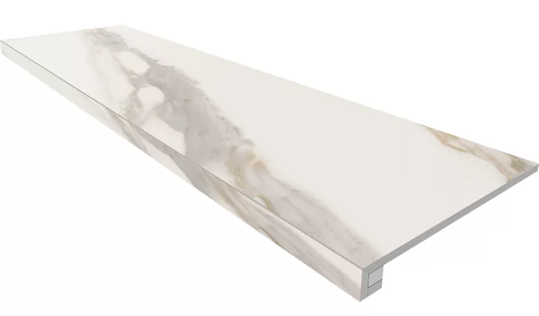Estima Комплект RM01 Miramare White (Ступень 33x120 неполированный прямоугольный бортик без насечек + Подступенок 14,5x120)