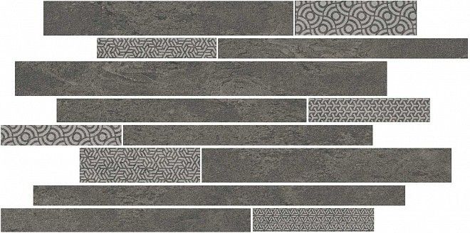 Декор Kerama Marazzi SBM011\SG4585 Ламелла серый темный мозаичный 25x50,2