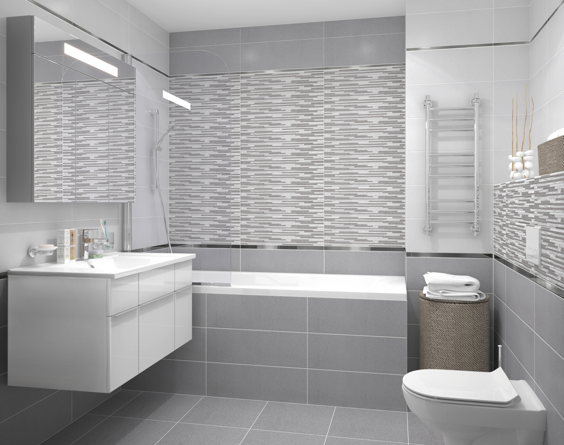 Декор (17-10-06-489) Laparet Vega серый рельеф 20x60 матовый