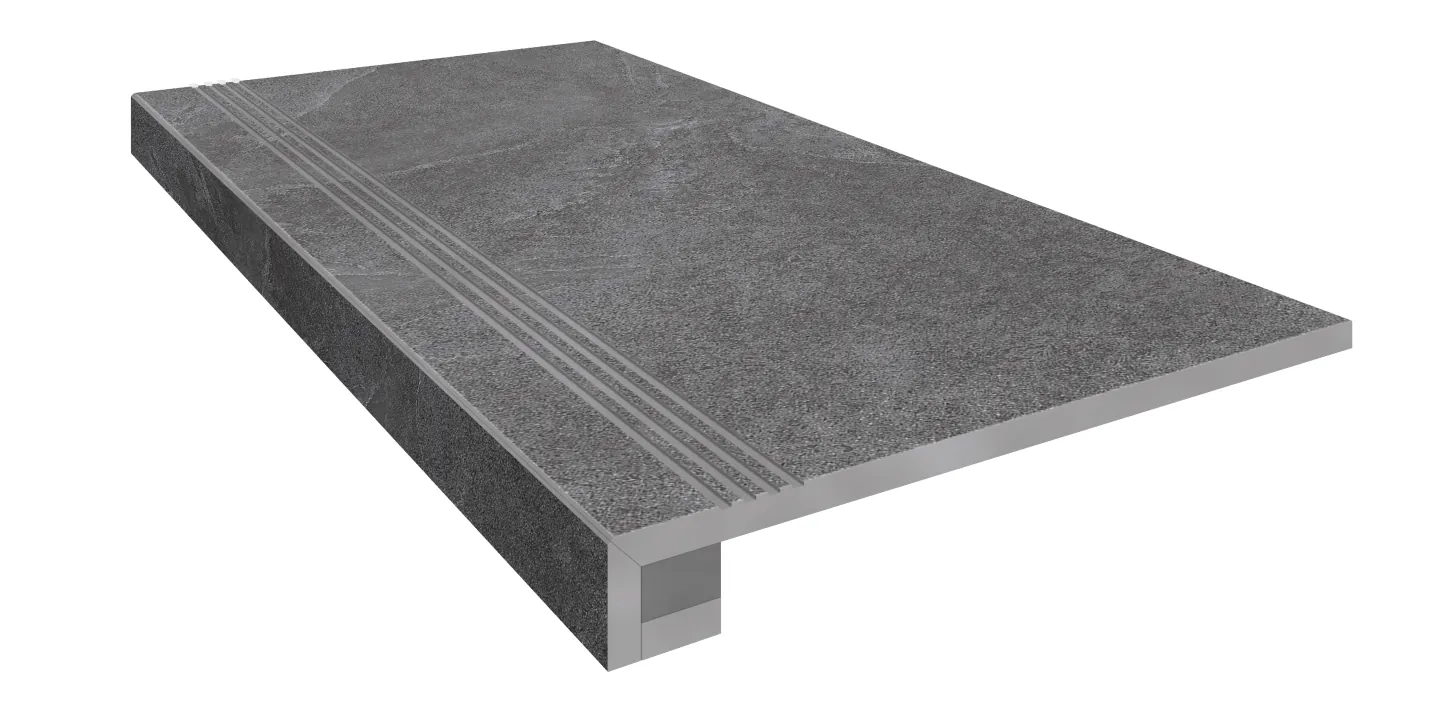 Комплект Estima TE03 Terra Anthracite (Ступень 33x120 непол. прямоугол. бортик с насечками + Подступенок 14,5x120)