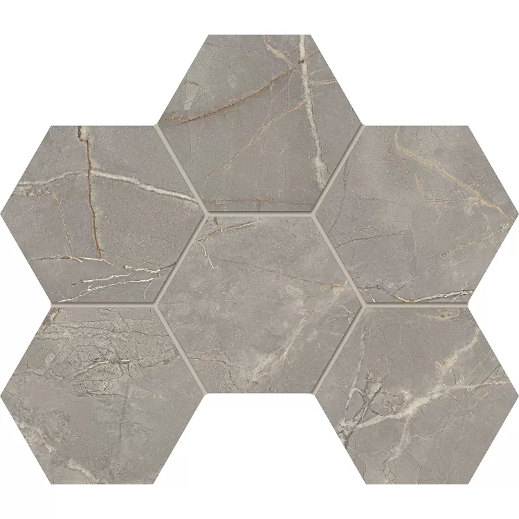 Мозаика Estima BR03 Bernini Hexagon Grey 25x28.5 серый полированный