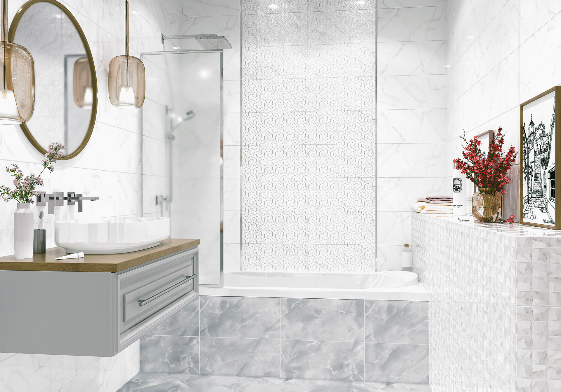 Декор Alma Ceramica Гриджио DWU09GRG007 серый 24.9x50