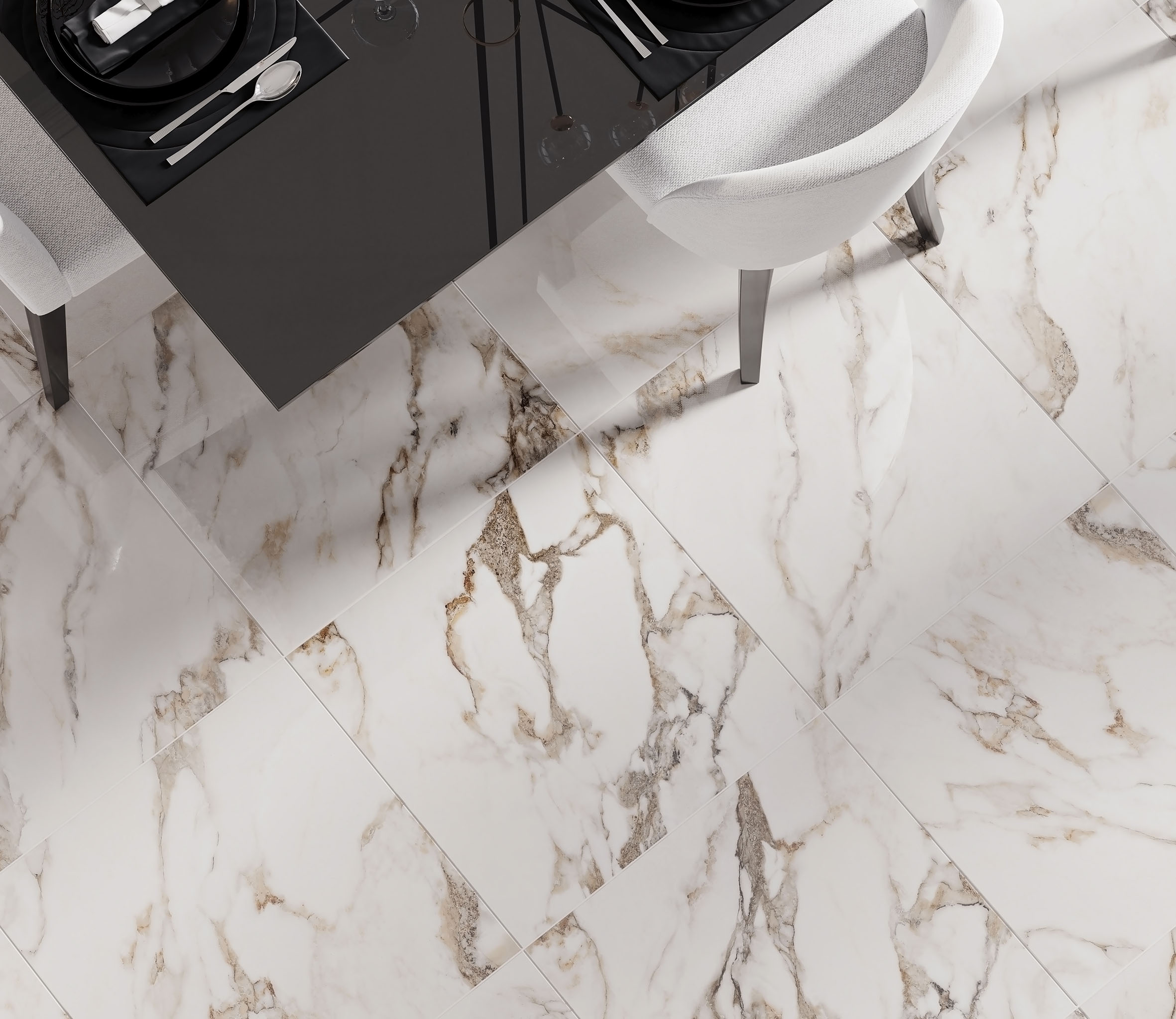 Керамогранит Laparet Calacatta Bronze белый 60x60 полированный