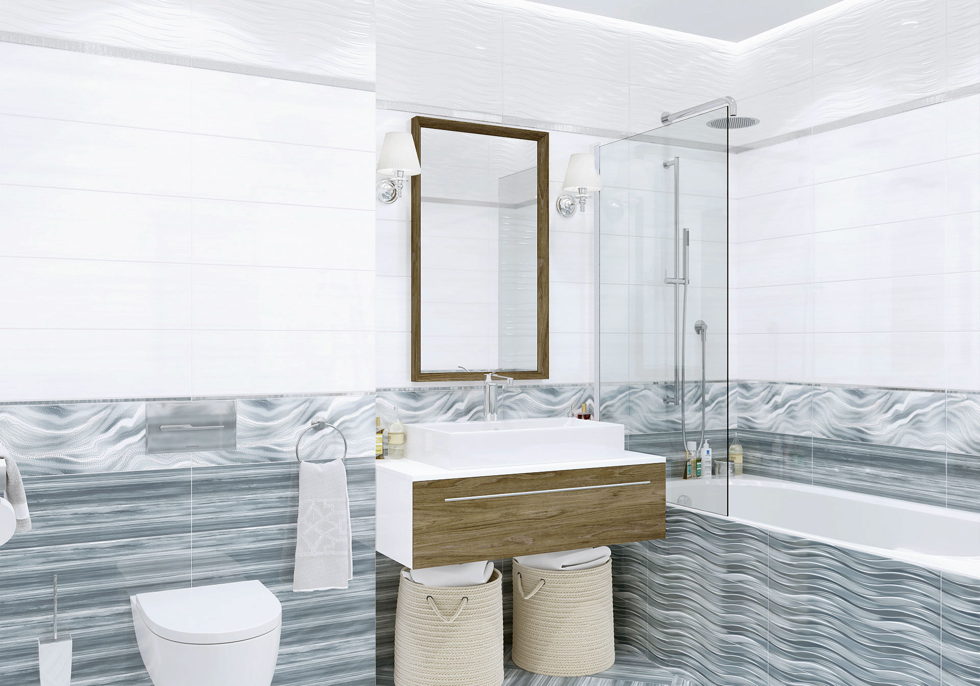 Керамическая плитка Alma Ceramica Тори TWA11TOR606 синий 20x60