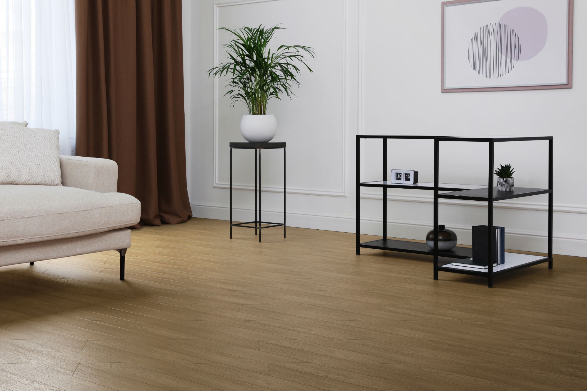 Кварцвиниловая плитка Aqua Floor Chevron Premium (Parquet) AF7020CVR 690x120 Дуб селект Темный замковый кварц винил напольный